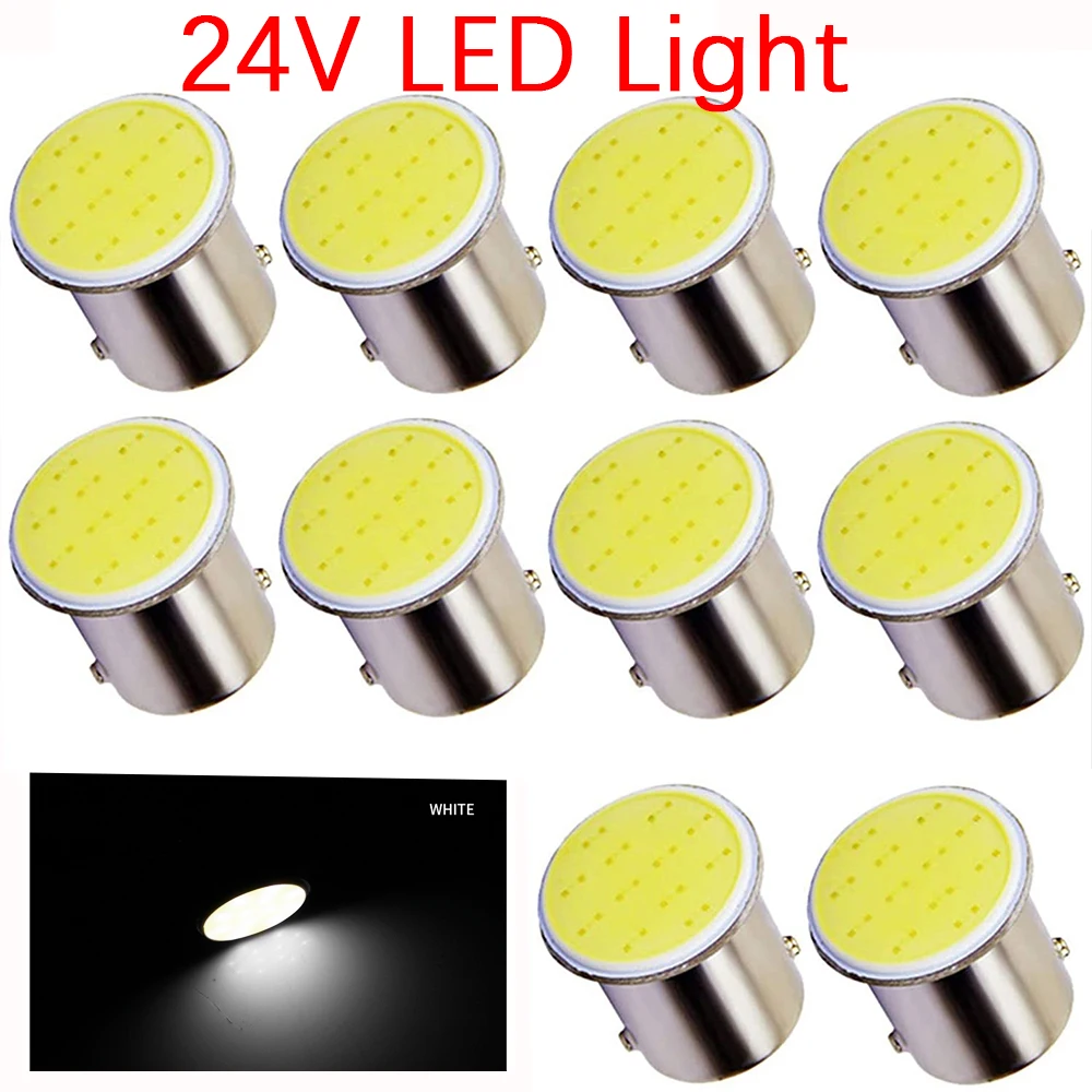 20pcs Car LED Light 1156 BA15S 1157 BAY15D Bulb COB SMD For Truck DRL Daytime Running Lamp Side Parking Lighting 24V Accessories