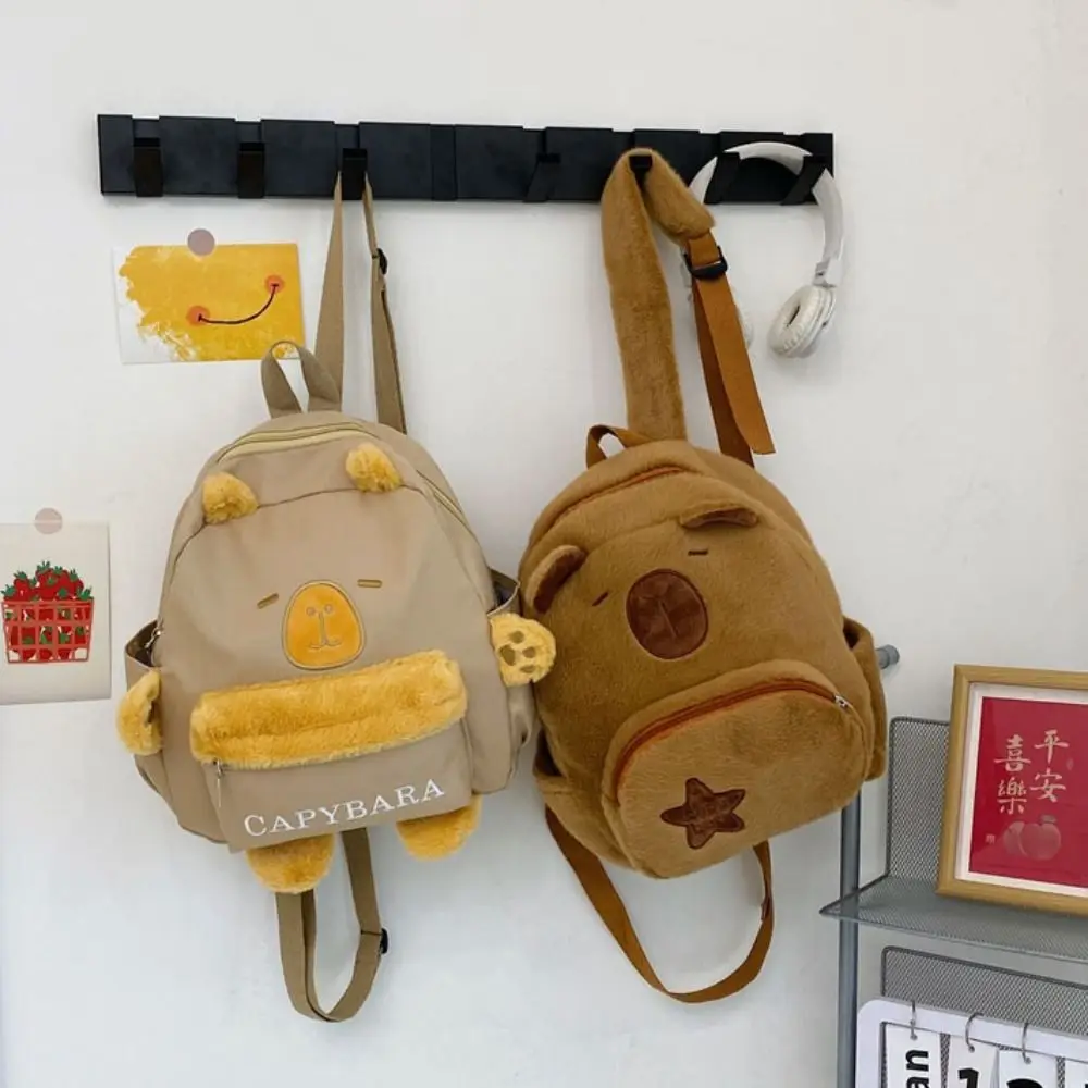 

Guinea Pig Plush Bag Capybara Plush Backpack Large Capacity Fashion Cartoon Shoulders Bag Cotton Cute Capybara Plush Bag