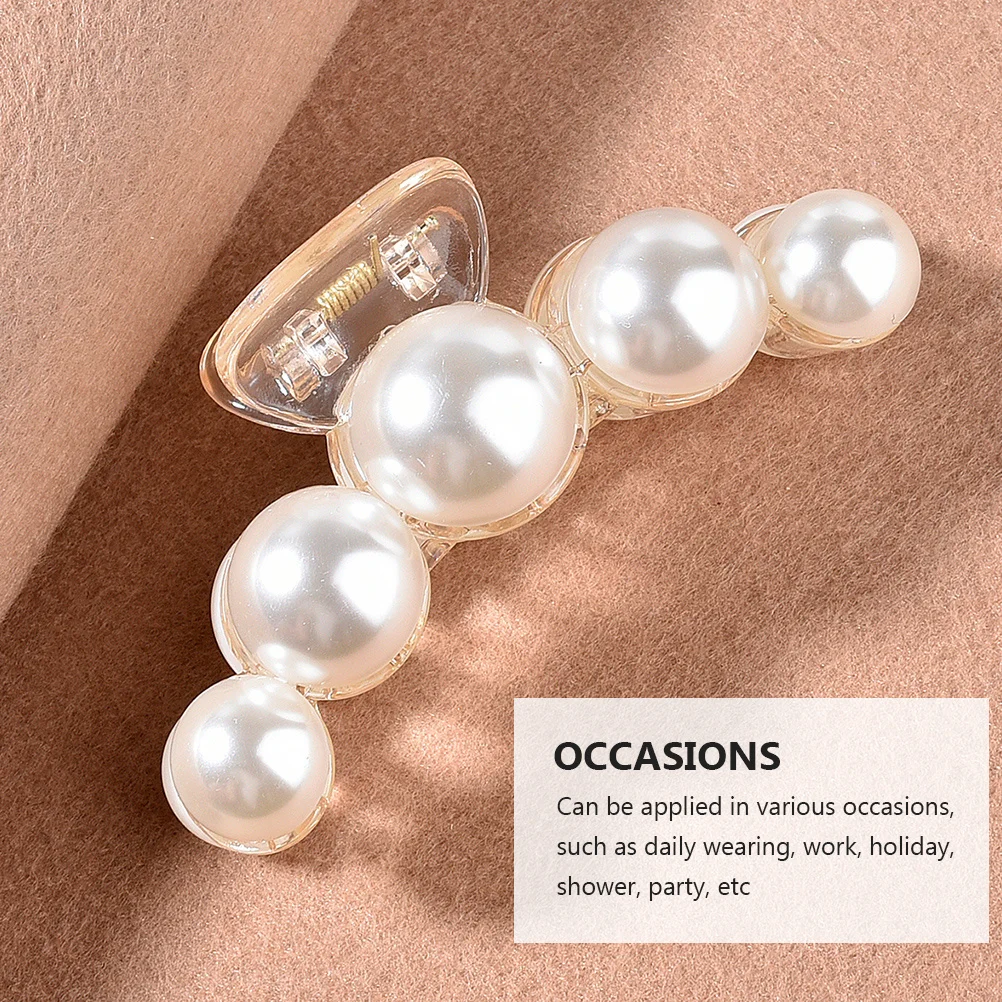 

2Pcs Pearl Hair Clips Sturdy Long Lasting Hairpin for Makeup Cooking Shower Elegant Women Hair Decoration Barrette