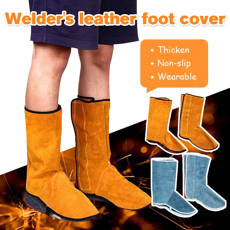 Welder Apron Welding Protection Cowhide Leather Anti-scalding Work Safety Apron Wear-resistant Welding Foot Guard Shoes Covers