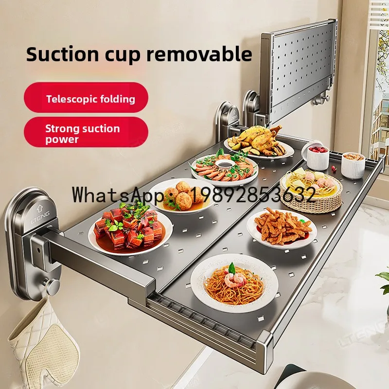 Hys kitchen suction cup prep rack - multifunctional, extendable, wall-mounted dish rack for home use
