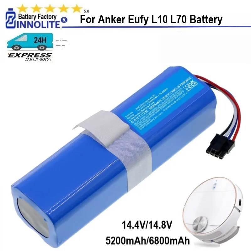 5200mAh/6800mAh 14.4V Li-ion Battery For Anker Eufy Robovac L10 L70 Robot Vacuum  Cleaner Accessories Spare Parts T2190G21 T2190