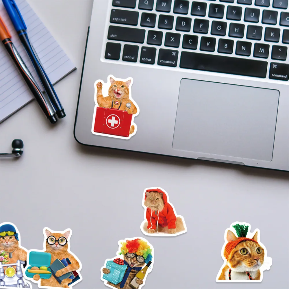 10/50PCS Grappige kat Graffiti Sticker Esthetische Decoratieve sticker Bagage Laptop Cup Telefoon Gitaar Plakboek Kinderspeelgoed stickers