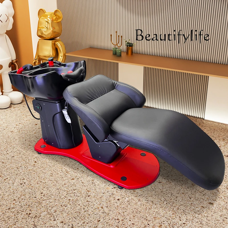 Electric Adjustable Hair Saloon Dedicated High-Grade Ceramic Basin Hair Salon Half Lying Flushing Bed