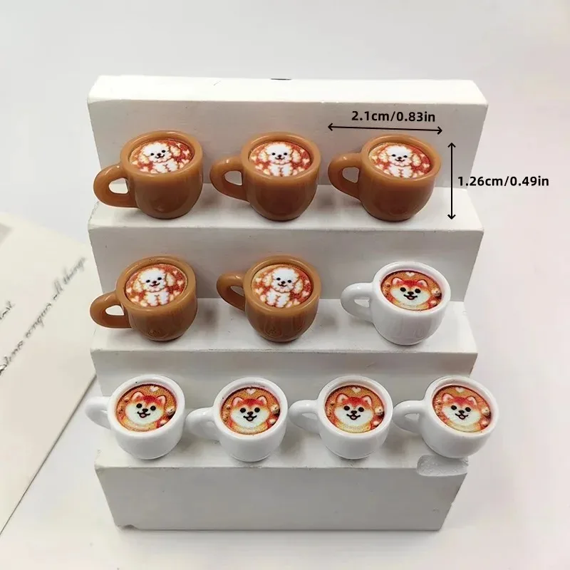 10 قطعة جديد الحيوان الكلب الثعلب فنجان القهوة Charms لصنع المجوهرات النتائج الراتنج المشروبات المعلقات Charm ل المفاتيح القرط #3