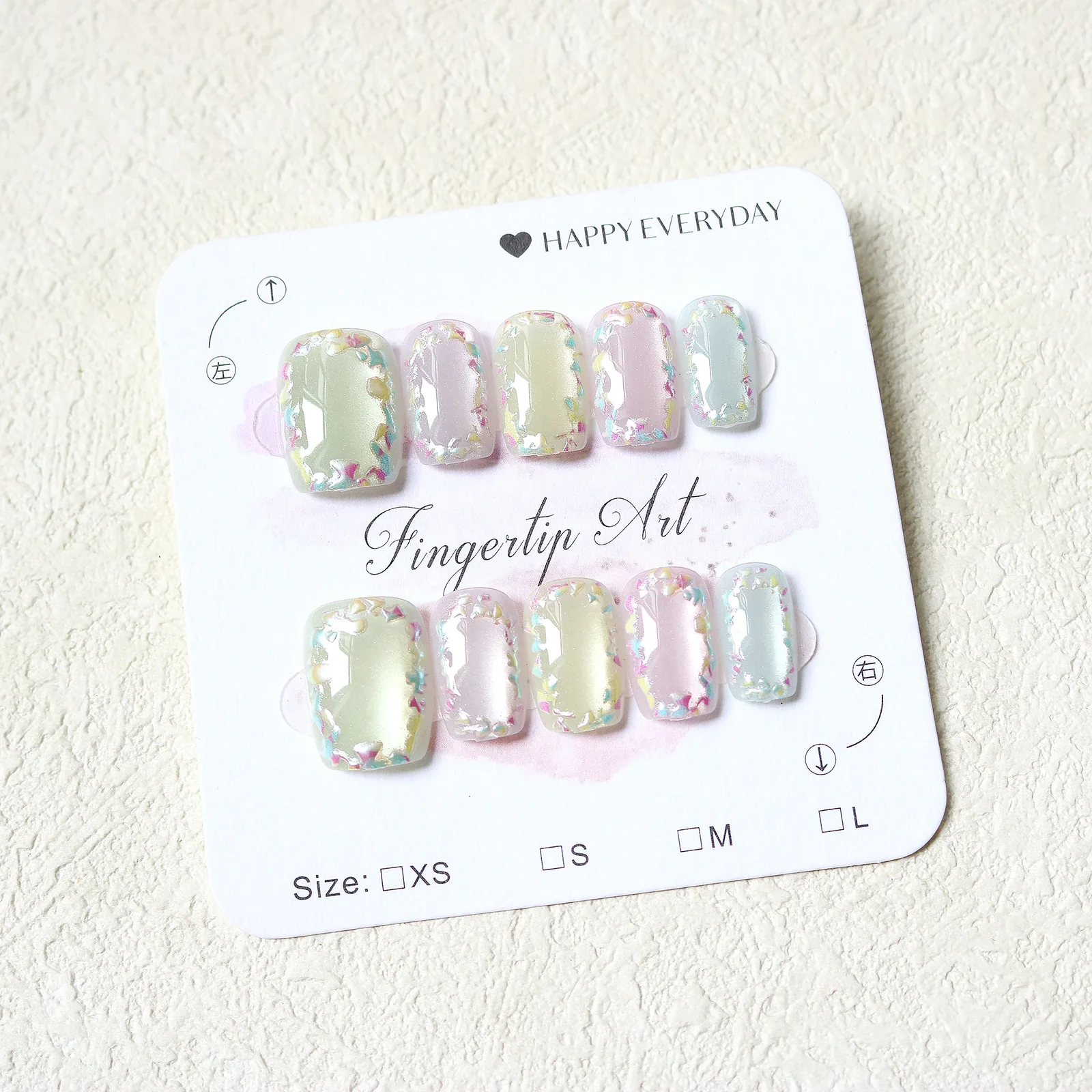 10pcs Summer Colorful Flowers Fake Nails Cat Eye Press On Reusable Cute Decorated Short Korean False Nails Tips For Girl Woman