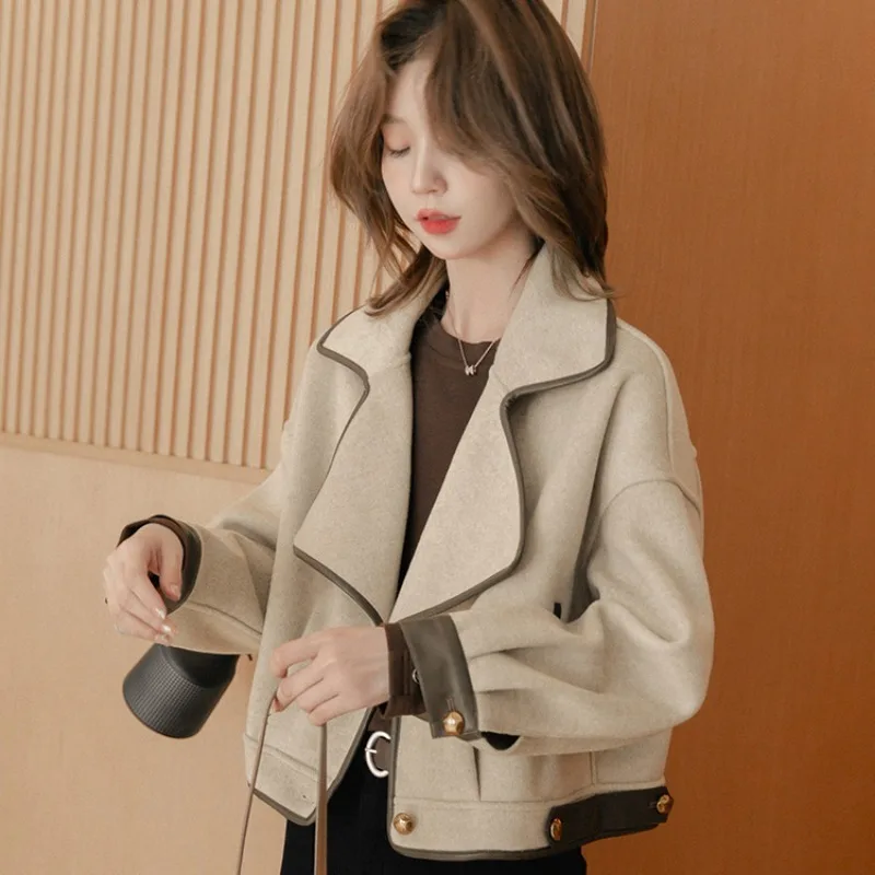 Double-faced Cloth Minority Woolen Coat Overcoat Ms.In The Autumn Little Fellow Retro Sense Loose Look Slimmer Jacket Fashion