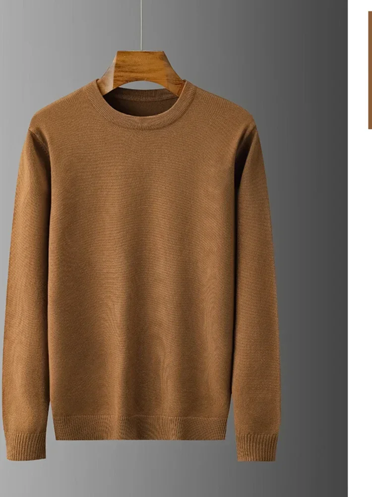 Men Knitted Solid Casual Regular Sweaters Round Neck Full Sleeve Slim Pullovers Fit Tops  Knit Splice Simple Top Autumn Winter