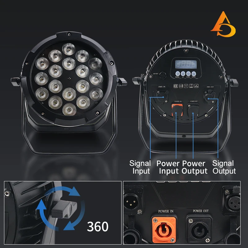 DMX IP65 Aluminum Waterproof Led Par Light 18x18W RGBWAUV 6in1 DMX512 Control Professional Stage DJ Equipment Disco Outdoor Wash
