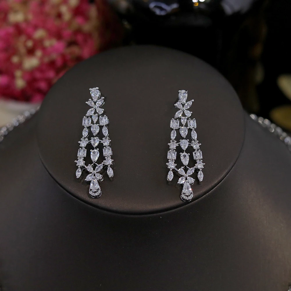 Imagem -04 - Water Drop Shape Jewelry Conjunto para Mulheres cz Bridal Wedding Accessories Luxury Quality Necklace Pcs