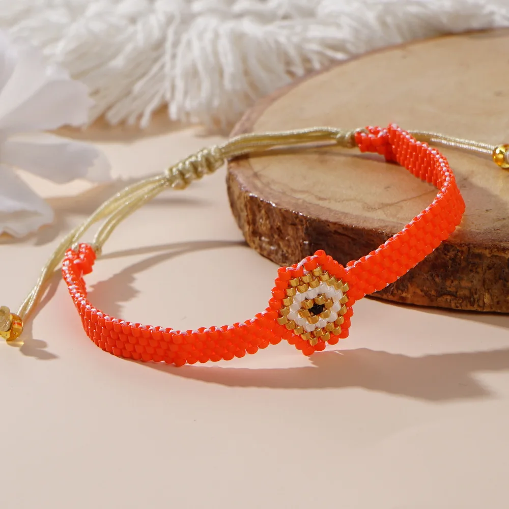 

Beaded bracelet Geometry Hand-woven Adjustable Trend Bohemia Simple Demon's Eye female Pattern Rice bead bracelet