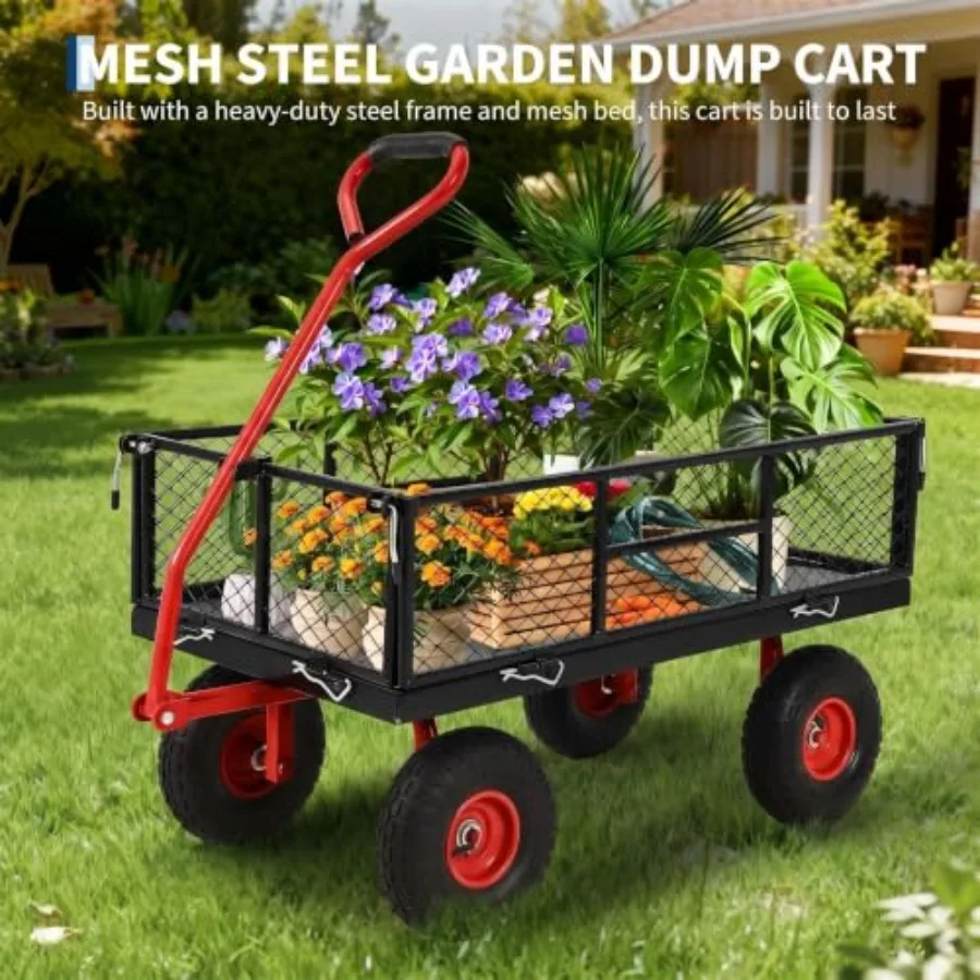 900 LB Garden Cart, Heavy Duty Metal Utility Garden Wagon Cart