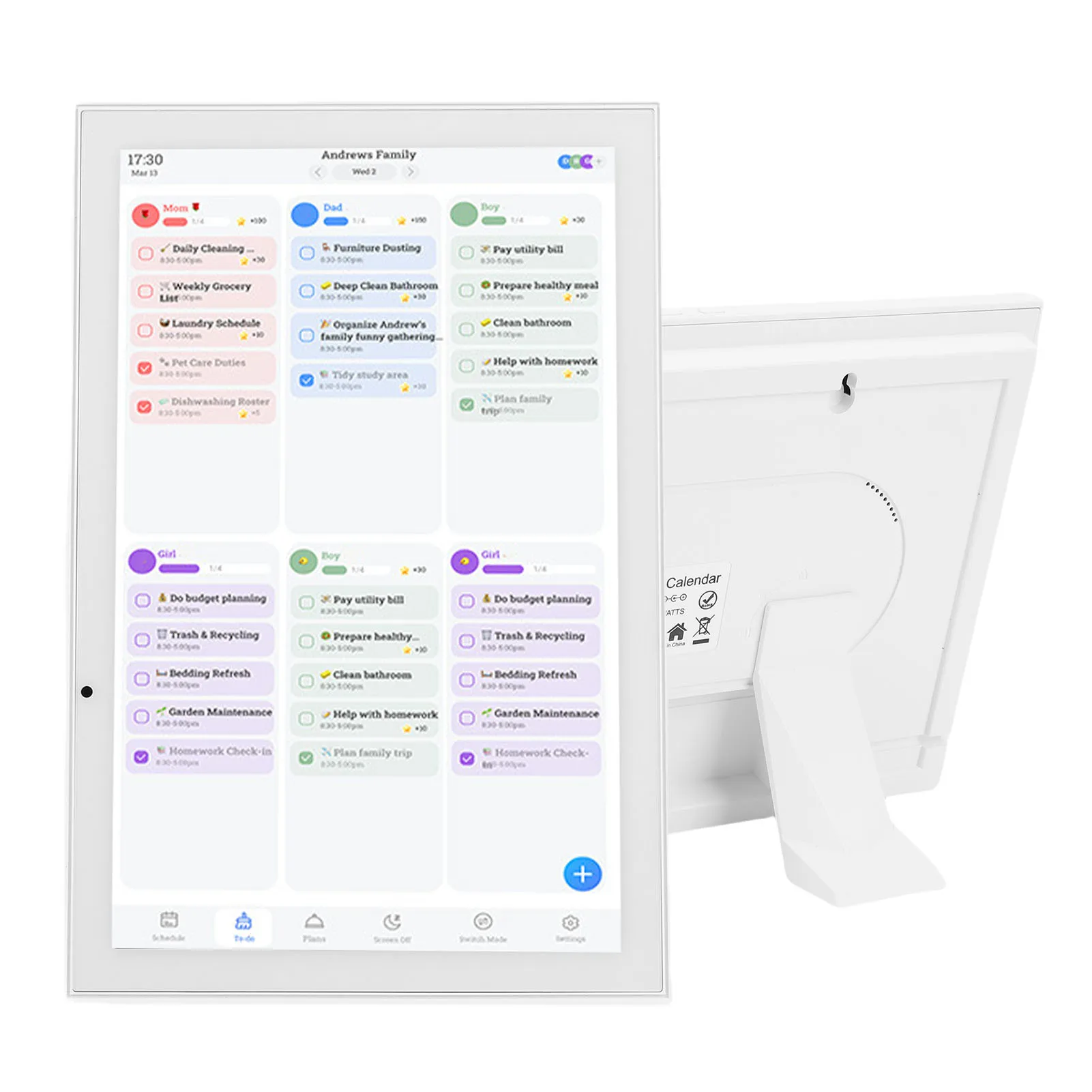 

UK Smart Digital Calendar 10.1in HD Interactive Touchscreen Digital Family Planner w/ Chore Chart Meal Planner Desk Wall Mount