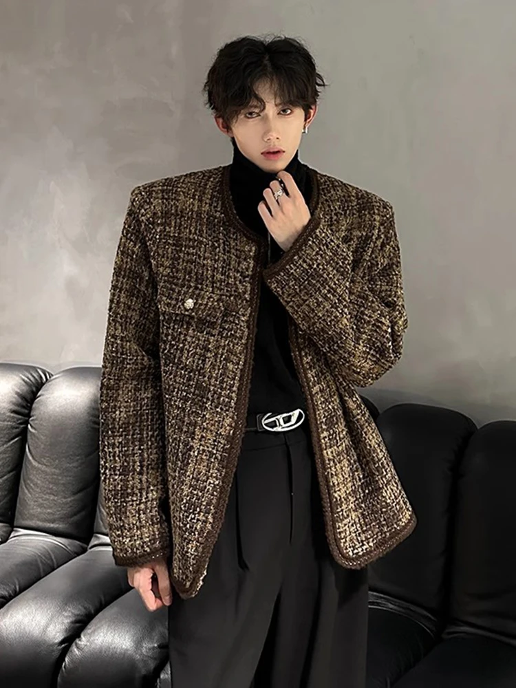 

Мужская вязаная кофта свободного кроя с пуговицами, декорированная, с защитой от сминания, для весны и осени, молодежная мода