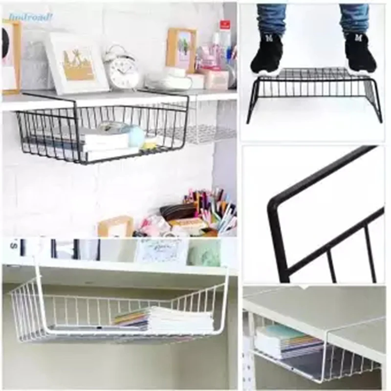 Under Shelf Table Storage Basket Rack Desk Wire Cabinet Hanging Rack Organizer