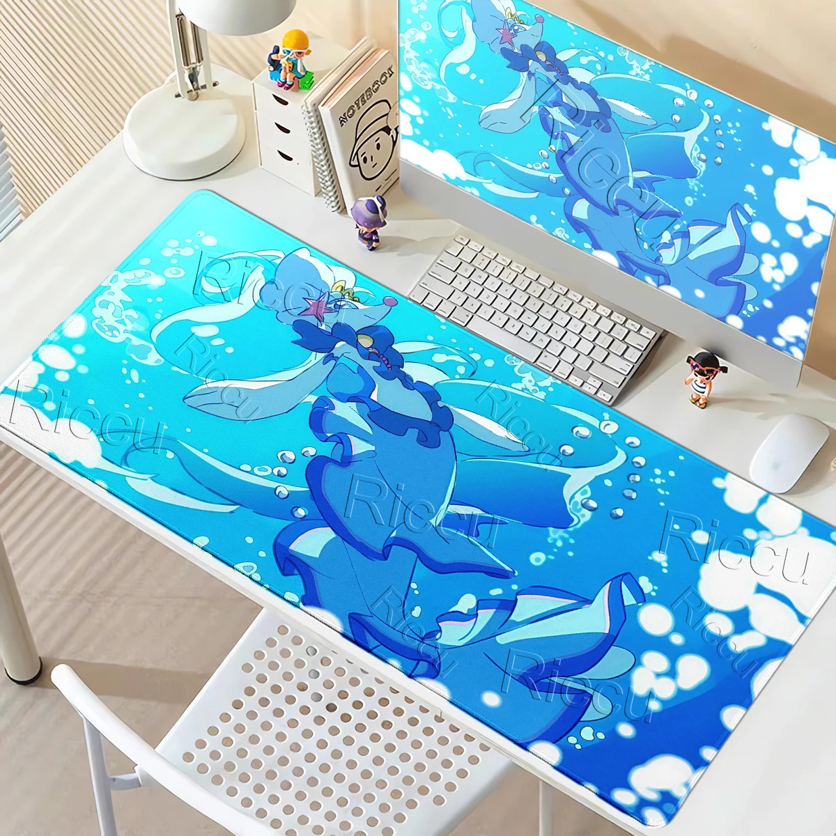 Mousepads Anime Computer Laptop Pokemon Primarina Pattern Keyboard Mats Gamer Accessories Desk Mat Large Gaming Locking Edge Rug
