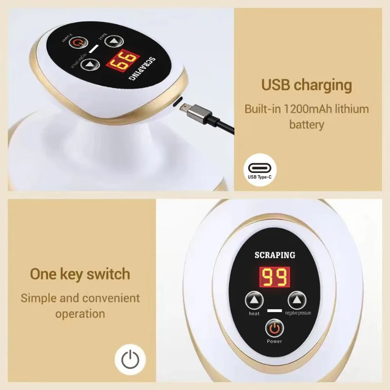 Electric Scraping Instrument Hot Compress Cupping Massager Meridian Brush Suction Therapy Body Massage Device