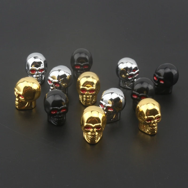 4pcs Skull Shape Car Valve Caps Wheel Valve Cap Auto Tyre Air Valve Stem Caps Dust Cover For Bike Car Vehicles Styling Wheels