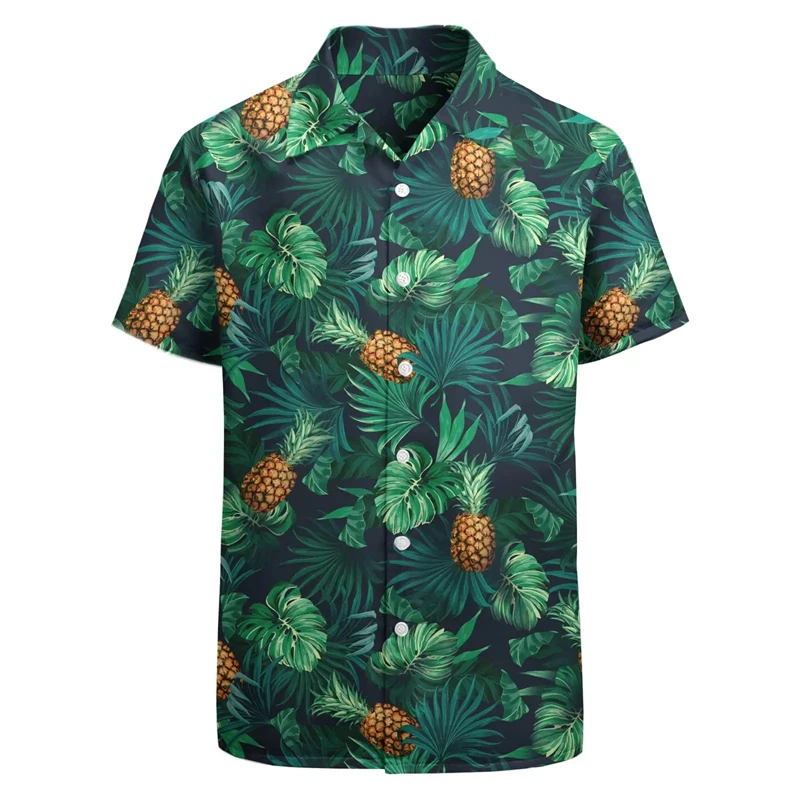 Summer Men\'s Holiday Lapel Camisa Fruit 3d Print Harajuku Hawaiian Shirts Fashion Men Womens Clothes Beach Short Sleeve Blouses