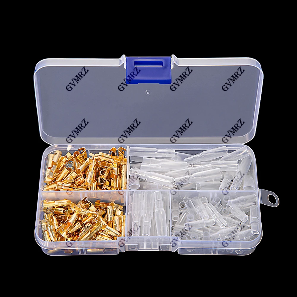 200PCS 4.0 bullet Crimp terminal car electrical wire connector diameter 4mm Female Male Cold press terminal protective sleeve