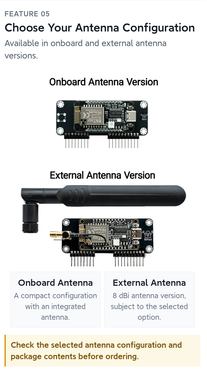 Dual-Band 2,4G&5G WiFi Entwicklungsboard für Flipper Zero, PINGEQUA 5Ghost WiFi Lab, Vorinstallierte Firmware, RTL8720DN (BW16) GPIO-Modul – Detail 6