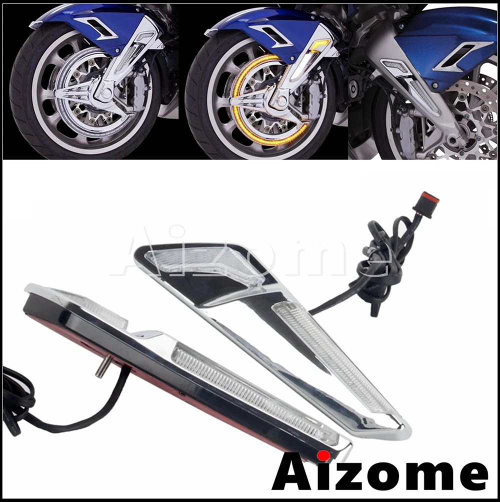 

Chrome Front Fork Running Lights LED Motorcycle Decorative Lamp For Honda Goldwing GL1800 Gold Wing Tour DCT Airbag 2018-2021
