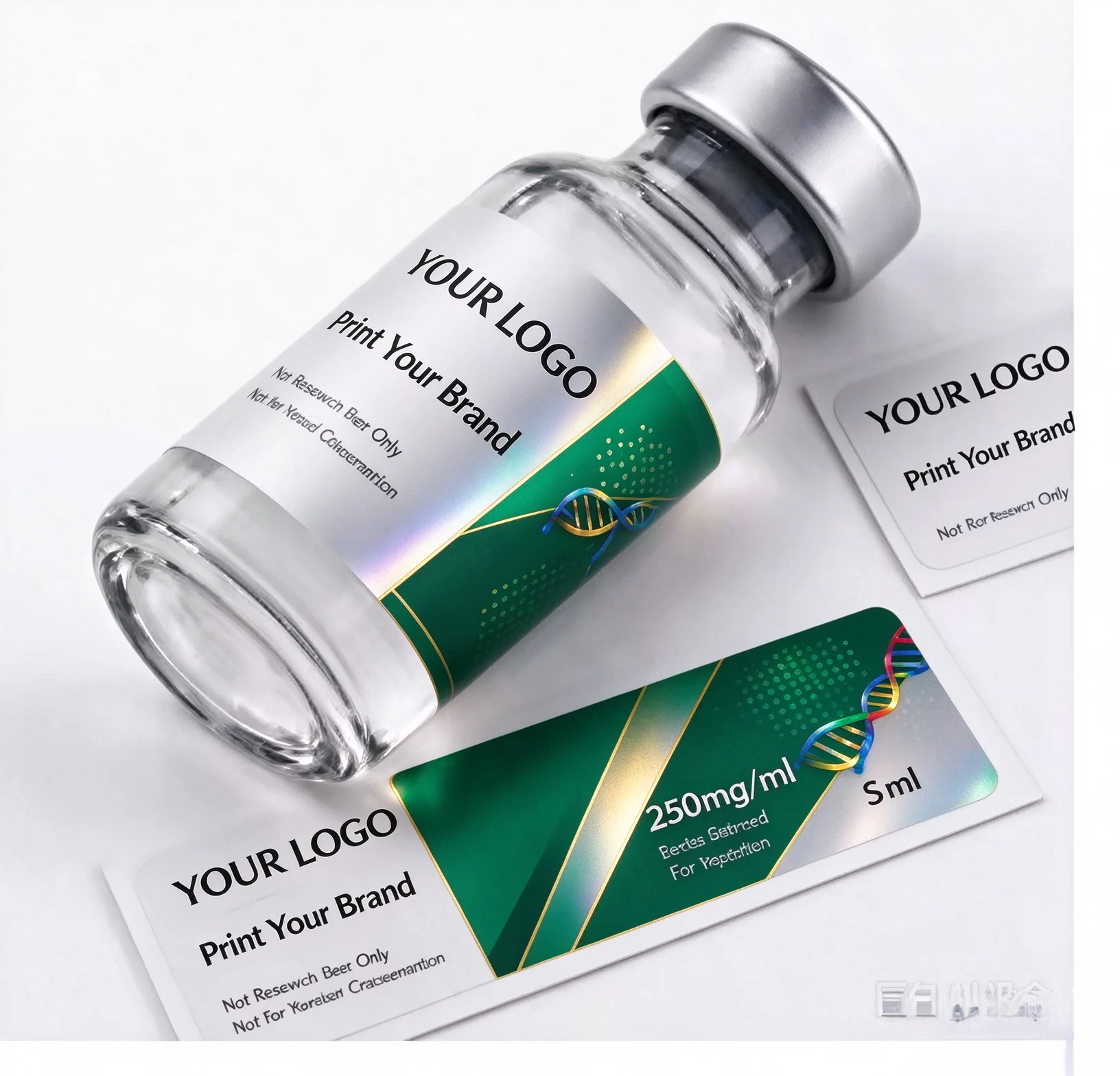 Factory Custom Logo Hologram Vinyl Waterproof Stickers Self Adhesive Vial Labels For 3ml 10ml Gym Peptide Bottles