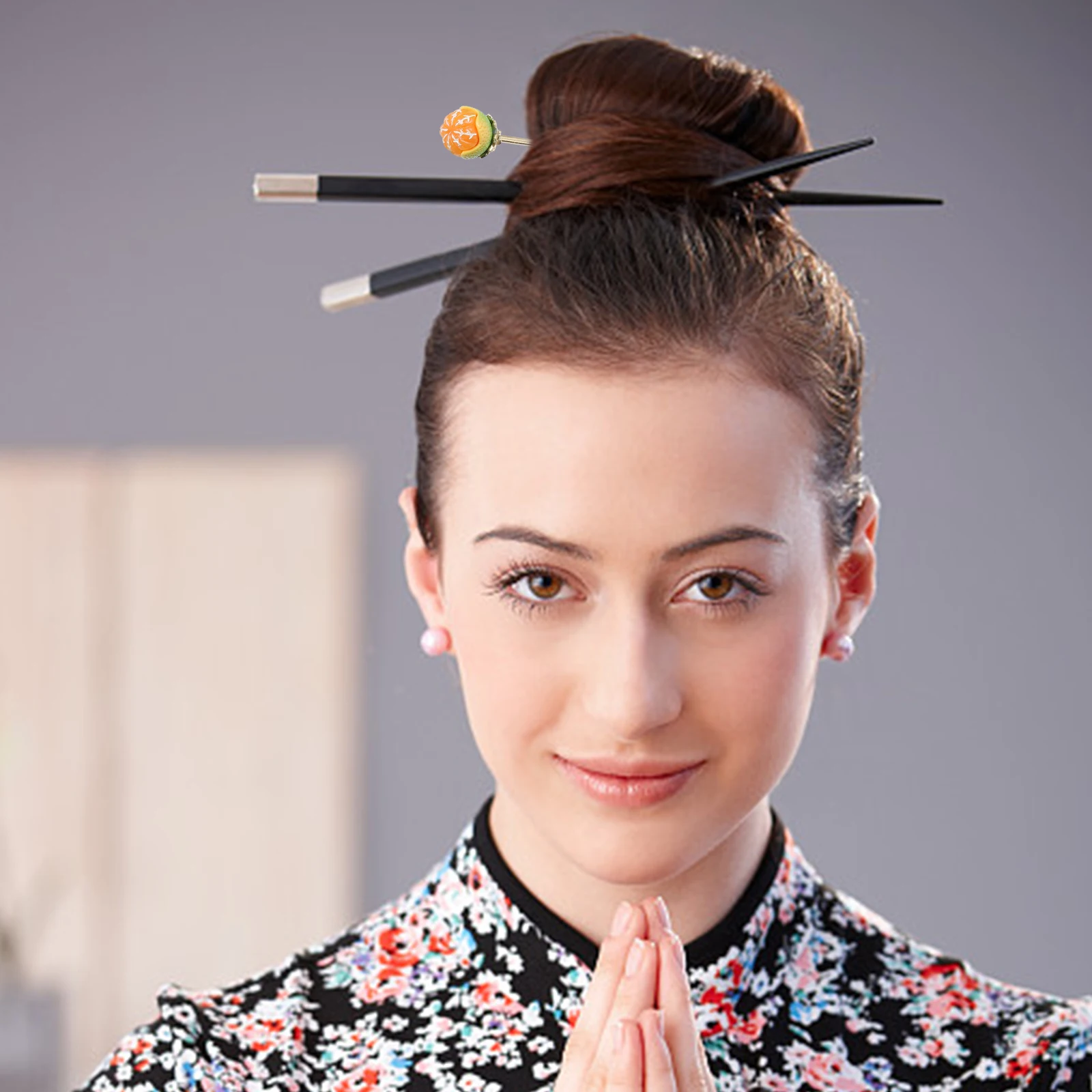 

2pcs Orange Hairpin Girls Accessories Resin Sticks Namely Durable Metal Headdress Women Hair Accessory Bride All Match Stick