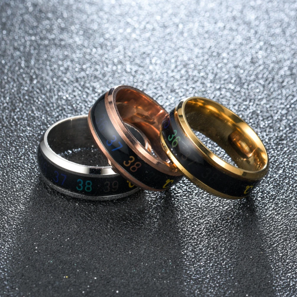 Waterproof Temperature Ring Titanium Steel Mood Women Emotion Feeling Intelligent Temperature Sensitive Ring Sensor Body Fashion