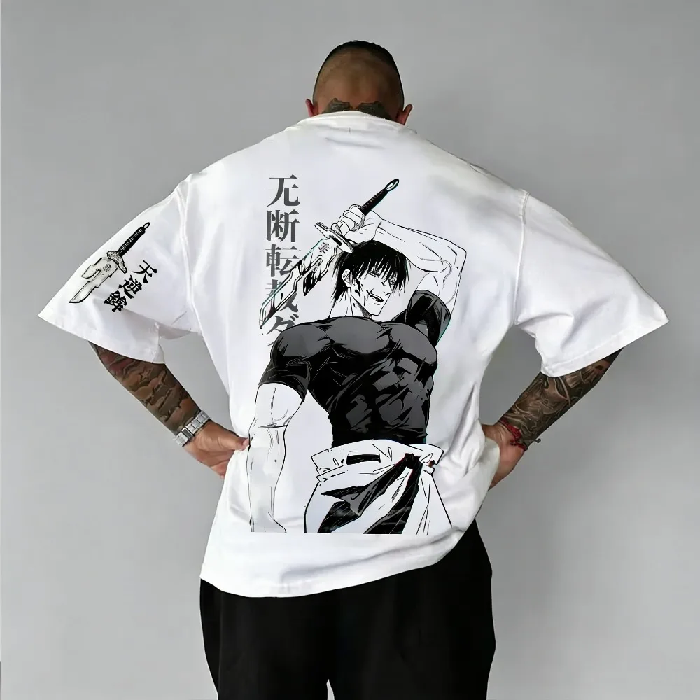 Jujutsu Kaisen Fushiguro Toji Unisex Reines Baumwoll-T-Shirt 2026 Sommer Anime-Print Rundhals Locker Sitzendes Kurzarm-Oberteil für die Familie