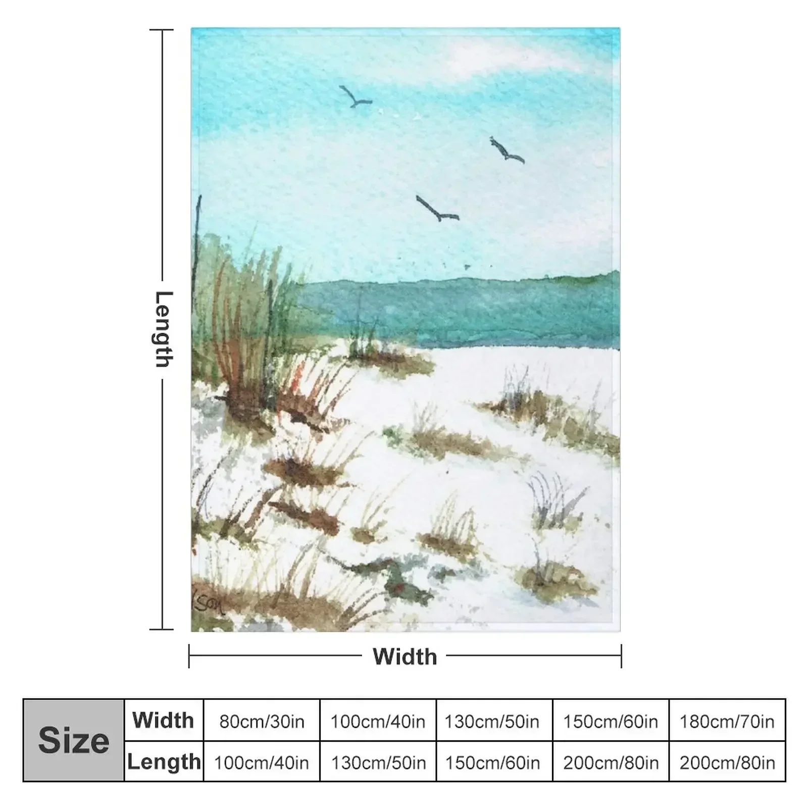 Sandy Beach with Birds #redbubble #beach Throw Blanket Cute Bed Fashionable warm winter bed plaid Plush manga Blankets