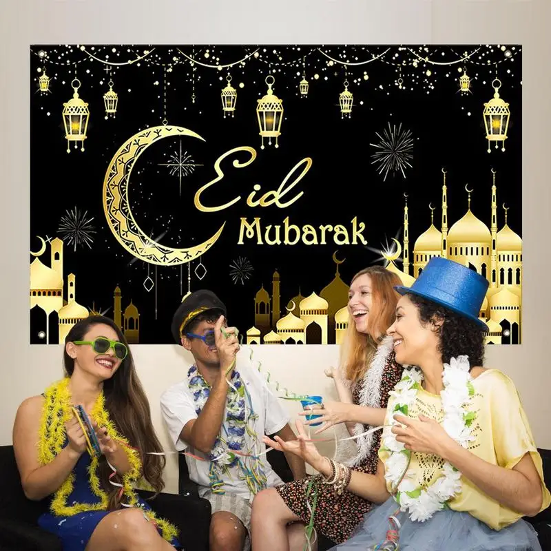 Decoración de pared Eid, 70,8x43,3 pulgadas, pancarta grande de fondo Eid, cartel de pared para Festival, decoración de pared Happy Eid, fotografía decorativa