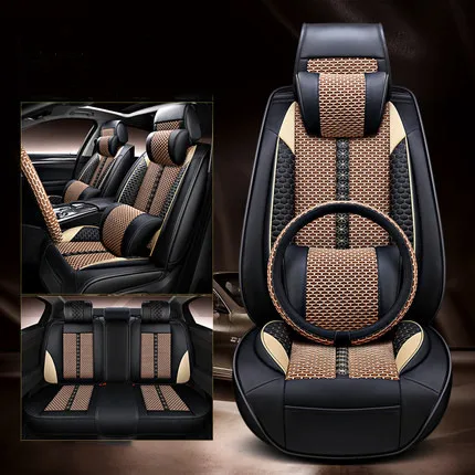 

Full set car seat covers + Steering wheel cover for Volkswagen Touareg 2025-2011 fashion breathable seat cushion eco seat case