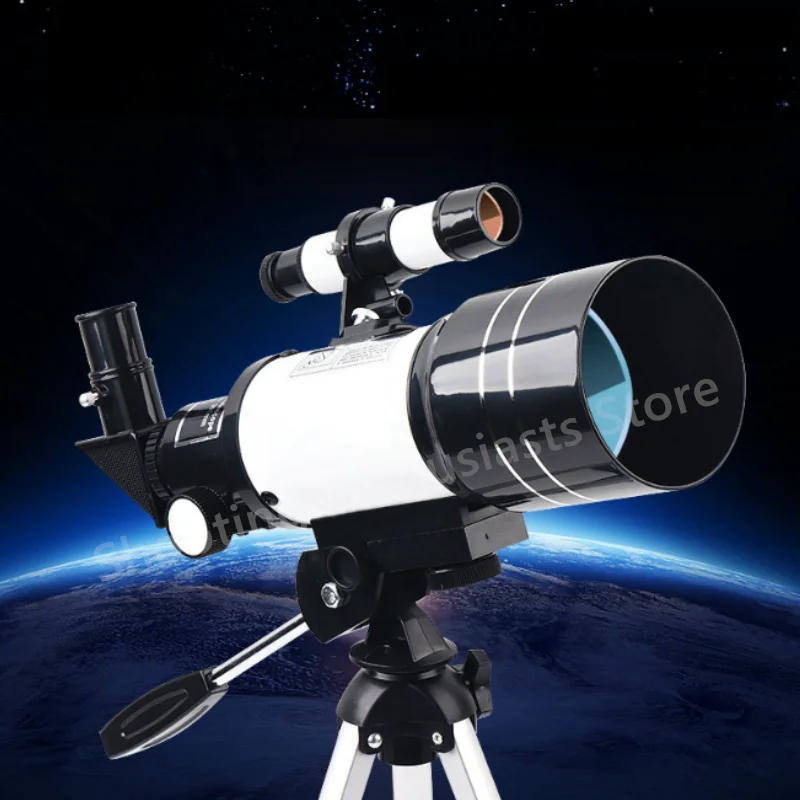 70mm Aperture Refractive Portable Travel Telescope 150X Astronomical Telescope with Telephone Adapter