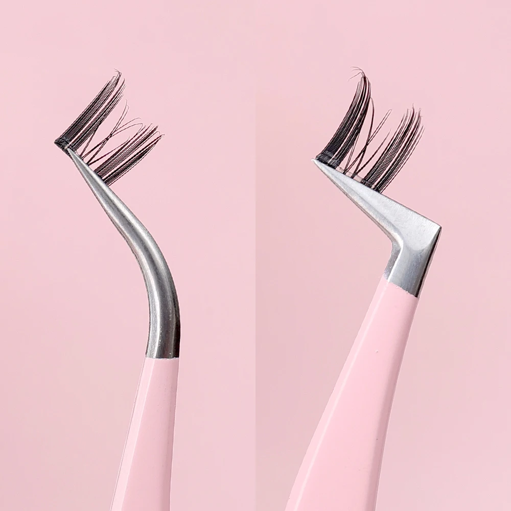 Juego de pinzas de pestañas postizas de acero inoxidable, pinzas de extensión de pestañas 3D de alta calidad, herramientas de maquillaje, Clip de cejas Rosa antiestático