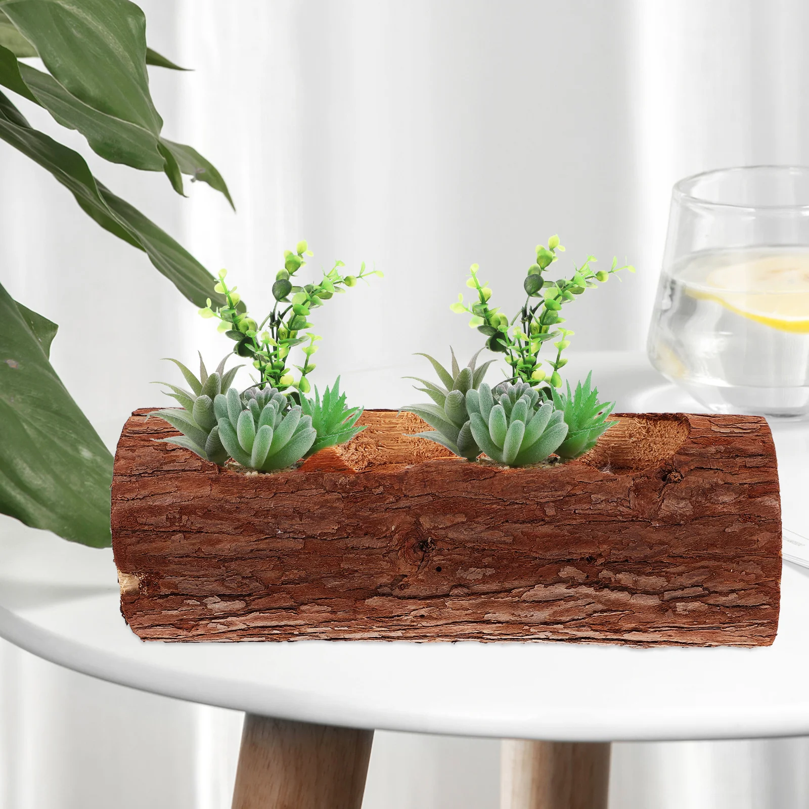 

1Pcs Wooden Flower Pot Natural Wood Stake Holder Creative Balcony Plant Pot Succulents Home Decor Garden Ornament