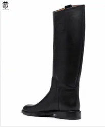 FR.LANCELOT new men knee high boots real leather half boots British style men party boots mujer bota thick heel booties