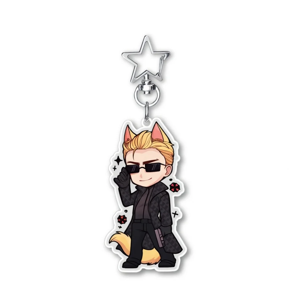 Resident Evil 6cm Acryl-Standfigur Schlüsselanhänger Leon Jill Chris Ada Spielfigur Taschenanhänger Deko Sammlerstück Geschenk für Fans