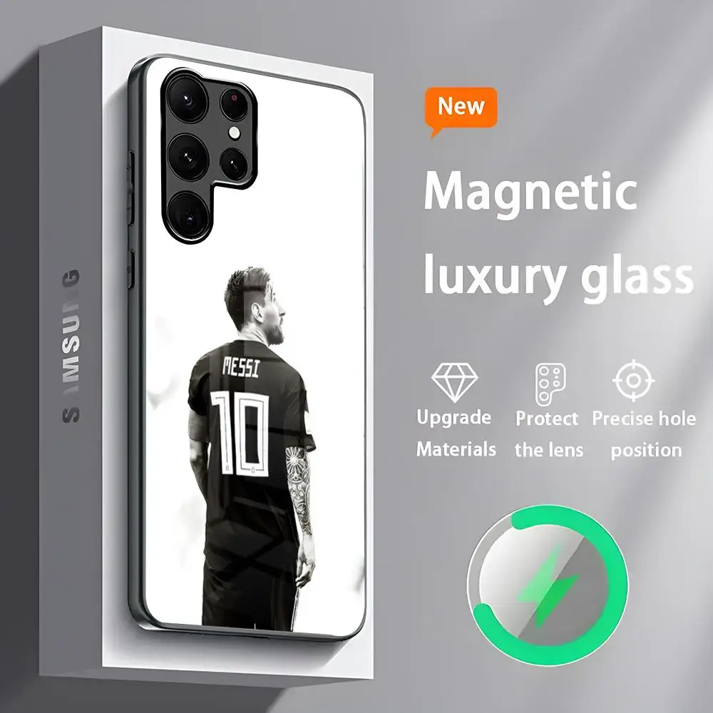 Sport M10 L-Lionel M-Messi Phone Case For Samsung S 25 S24 S23 S22 S21 S20 Plus Ultra Note20 Glass Magnetic Phone Case