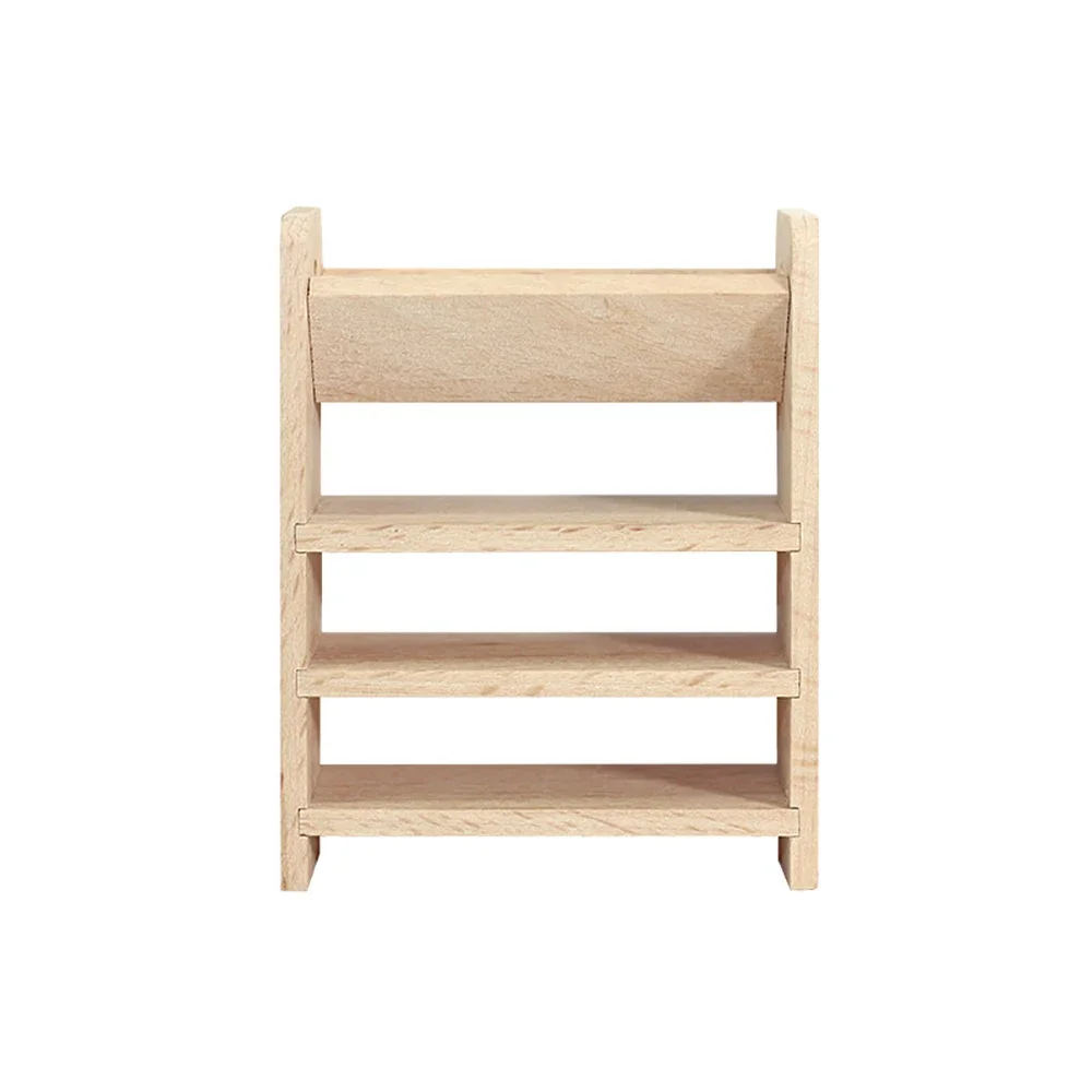 1/12 Dollhouse Miniature Wooden DIY Storage Shelf Mini Bookshelf Shoe Rack Toy for Doll House Accessories Decoration ob11 bjd