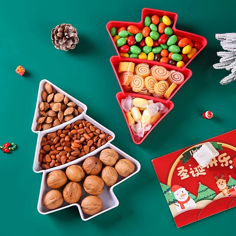 عيد الميلاد الإبداعية شجرة عيد الميلاد شكل الحلوى وجبات خفيفة المكسرات الفواكه الجافة لوحة بلاستيكية أطباق للوجبات الخفيفة وعاء صينية الإفطار
