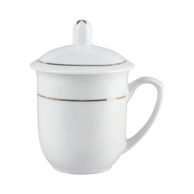 New Conference Lid Cup With Printed Text Pattern Office Water Ceramic Tea Mug