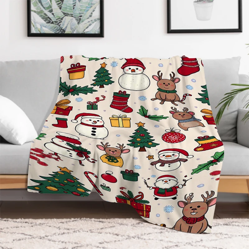 

Christmas Blanket Soft Warm Flannel Plush Fuzzy Gift Blankets Luxury Designer Bedding Office King Lid Sofa Quilt Portable Downy