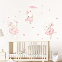1Pc Cartoon Rabbit Dancing Heart Furniture Wall Stickers Children Room Decor Kids Baby Room for Bedroom Living Room Wall Decals