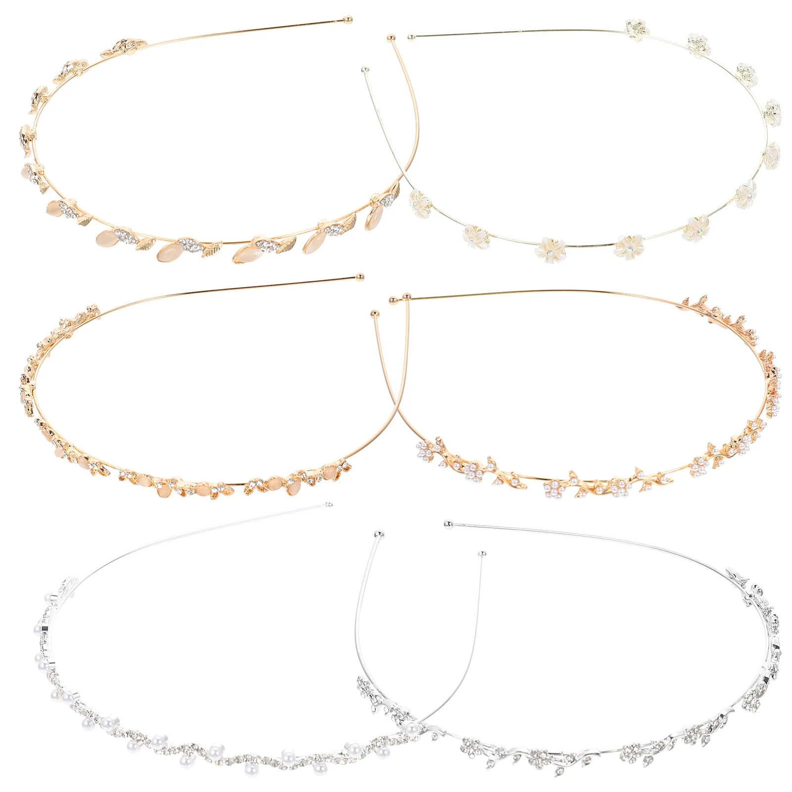 

6 Pcs Pearl Headb s Rhinestone Faux Comfort Women Girls Bride Hair Accessories Metal Hoop Photography Wedding Supply