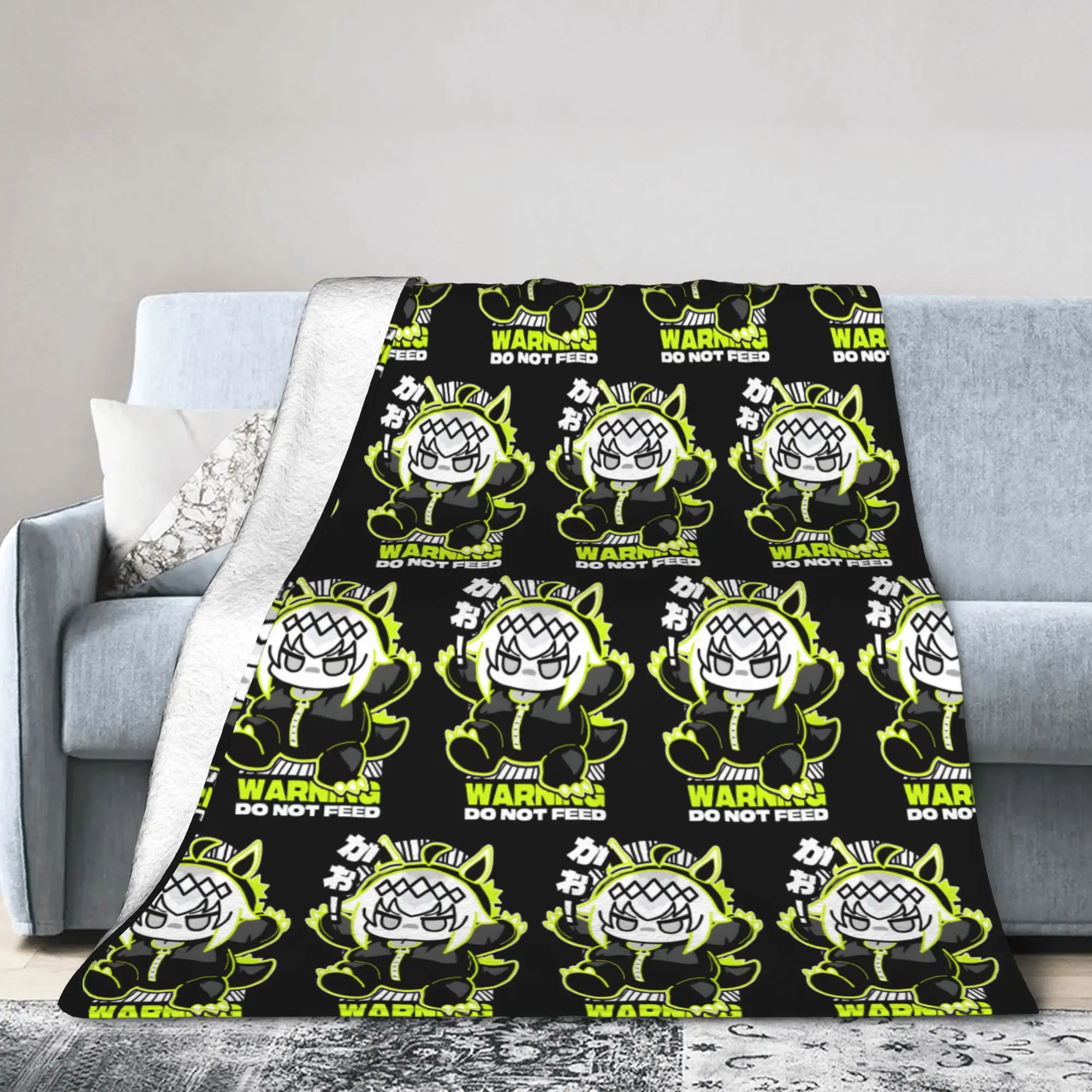 Oguri Cap Ogurizilla WARNING Chibi Fanmade Blanket Fleece Spring UmaMusume Warm Throw Blankets for Bed Couch Bedding Throws