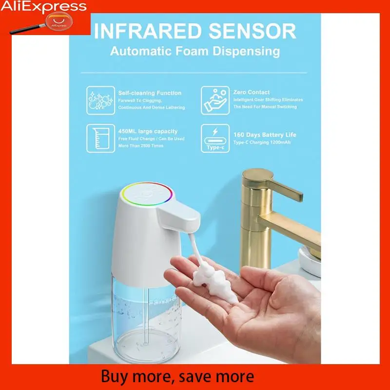 

A67Z 450Ml Automatic Soap Dispenser Infrared Sensor Type-C Charging Touchless Smart Liquid Soap Dispenser