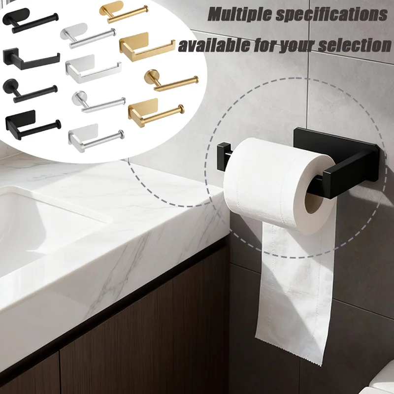 

1Pc New Stainless Steel Black Self Adhesive Toilet Paper Holder Bathroom Wall Storage Держатель Для Туалетной Бумаги Toilette