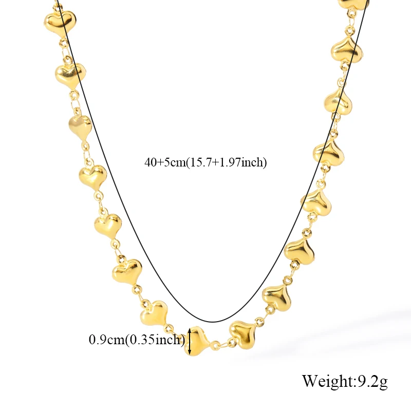 EILIECK 316L Edelstahl Herzförmige Perlenkette Armband-Set Modischer Goldfarbener Wasserdichter Schmuck für Frauen Mädchen Geschenk – Detail 8