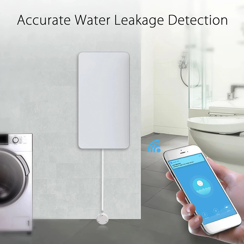 Tuya WIFI Zigbee Water Sensor Cable Length 120cm Waterproof App Notification to Detect Home Garden Leakage